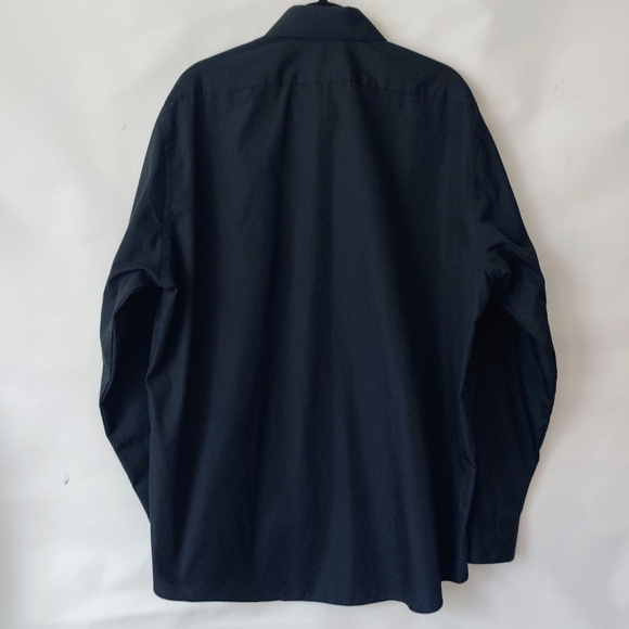 VAN HEUSEN Wrinkle Free Button Down Shirt L 16/16.5 34/35 Regular Black Mens - Picture 2 of 9
